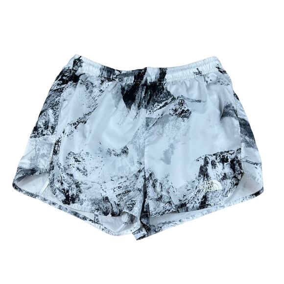THE NORTH FACE Black White Abstract Tie Dye Running Shorts Women's Size Medium - Picture 1 of 6